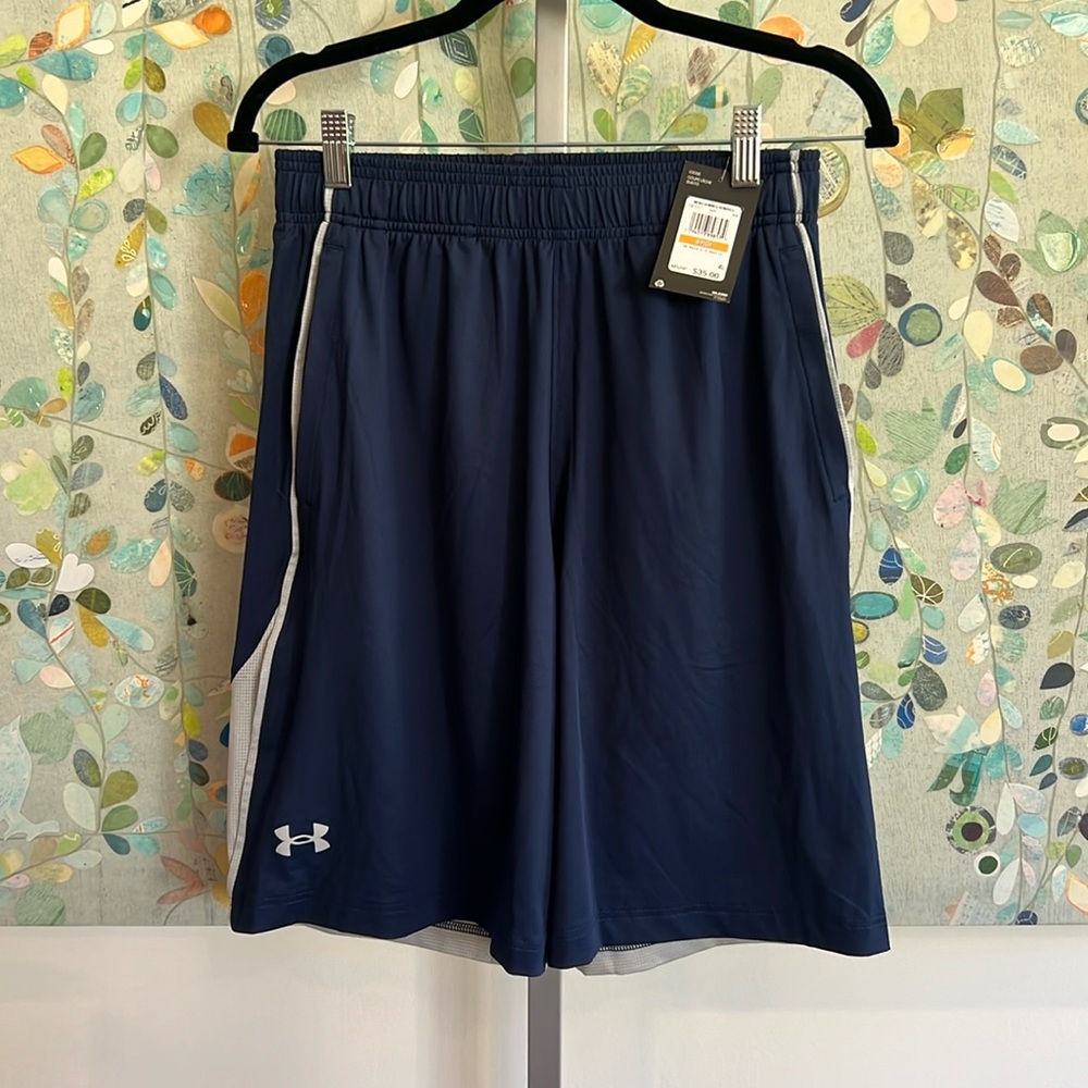 NWT Under Armour Raid 2.0 Shorts Men's Size Small Navy Blue Gray Athletic‎ Gym